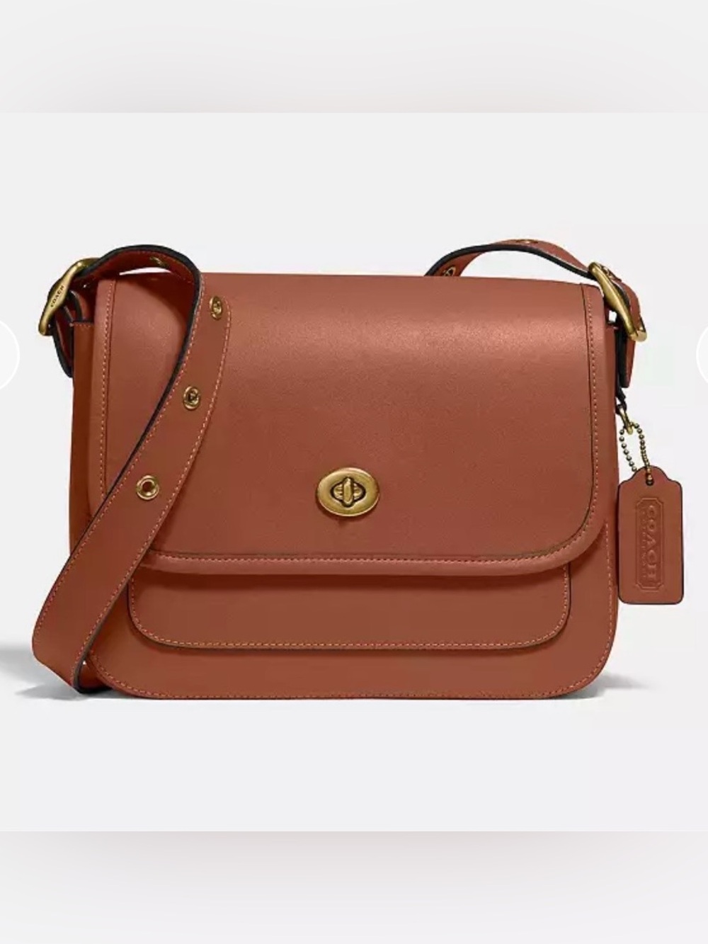EUC Coach Rambler Crossbody Leather Bag Saddle Brown/Brass